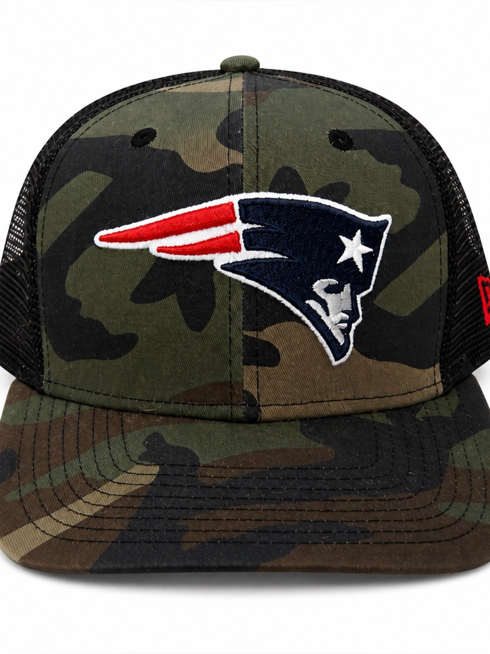 New England Patriots Camo Trucker Hat | Adjustable Snapback | New Era 9FIFTY